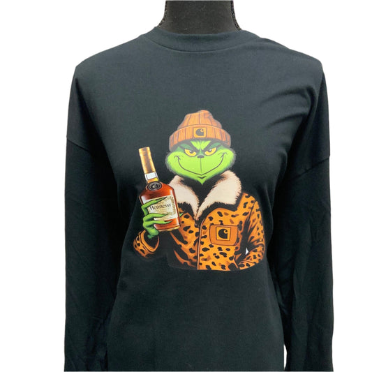 Grinch with Whiskey Long Sleeve Shirt