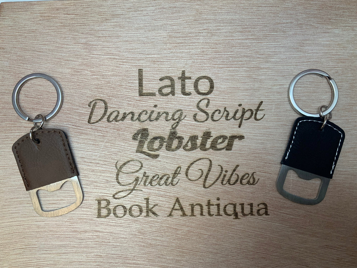 Keychain with bottle opener can be engraved