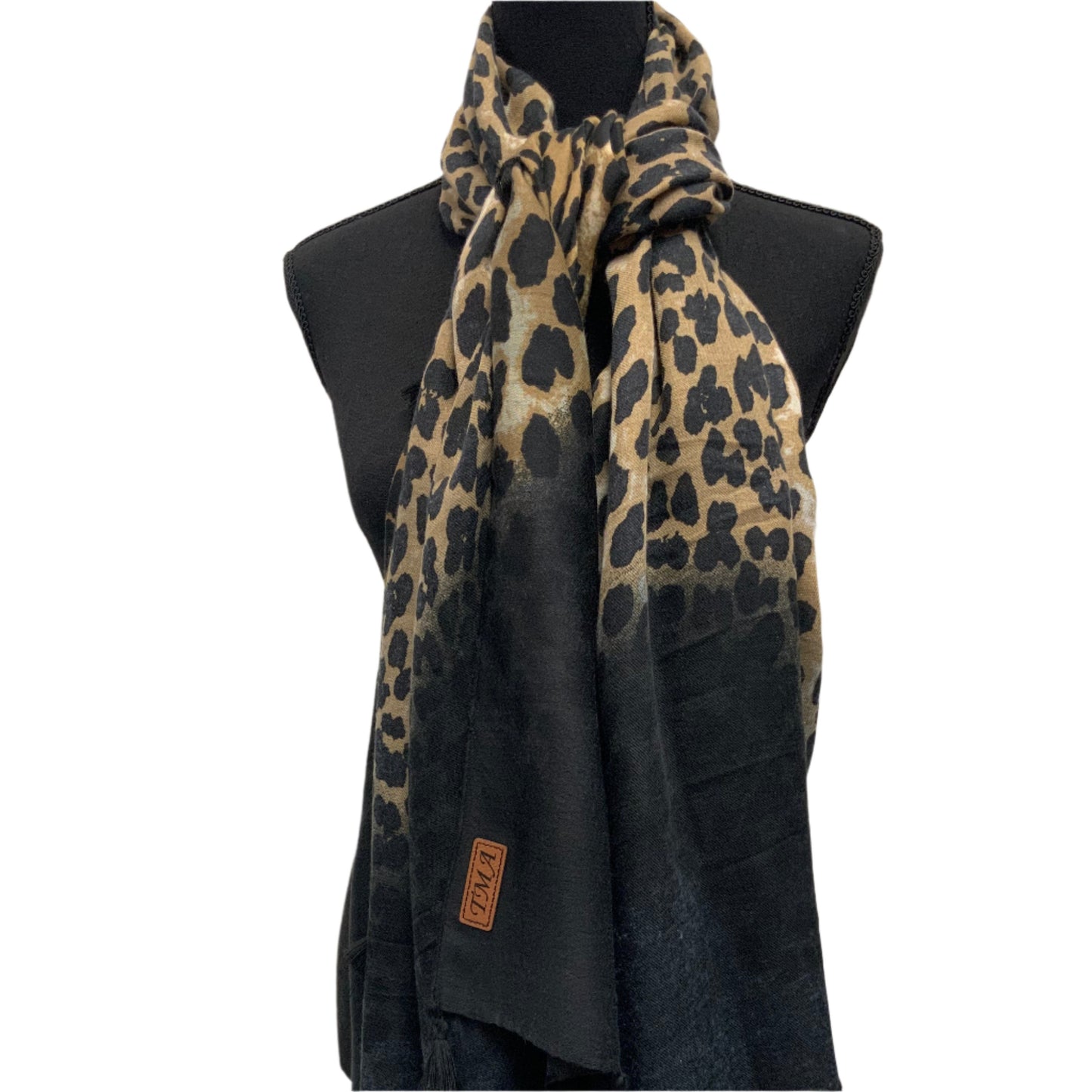 Personalized luxury scarf with Leatherette initial patch